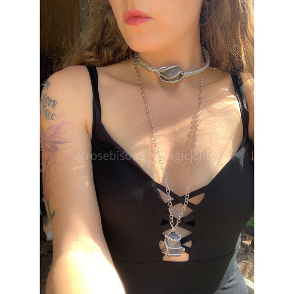 NEW✨wire wrap smoky fluorite on silver chain - Picture 3 of 6